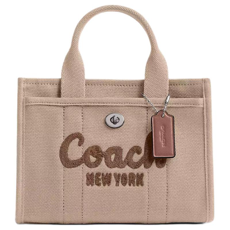 Coach Cargo 20 Logo Sign Removable Shoulder Strap Tote Bag Shopping Bag Shoulder Canvas Handbag Small Women's Light Khaki
