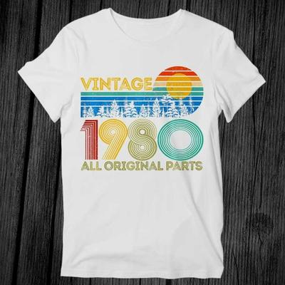 1980 All Original Parts Birthday Premium T Shirt Unisex Adult Mens Womens Gift2 Unisex T-Shirt