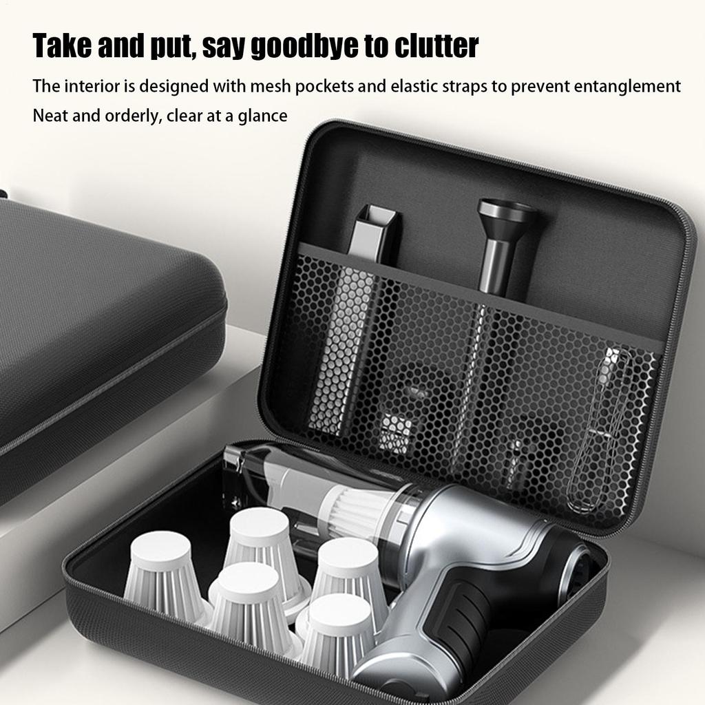 Car Vacuum Cleaner Storage Organizer Bag Multi-Functional EVA Case for Auto Vacuum Inflatable Pump & Accessories
