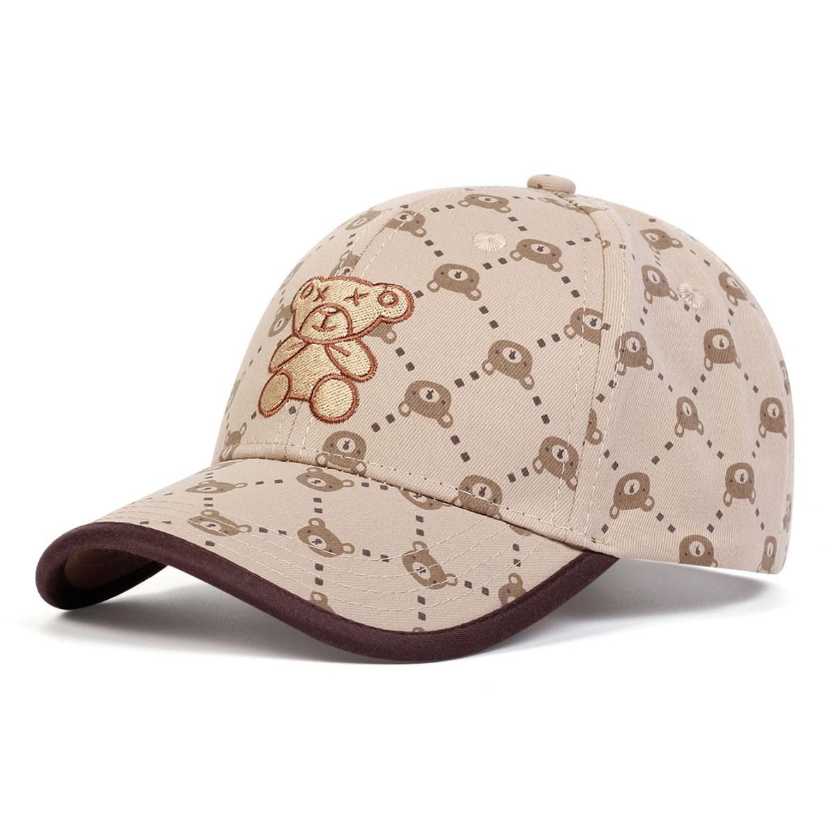 

Детская модная бейсбольная кепка с вышивкой в виде медведя для мальчиков и девочек, симпатичные шапки для походов на открытом воздухе, кепки с защитой от ультрафиолета хаки