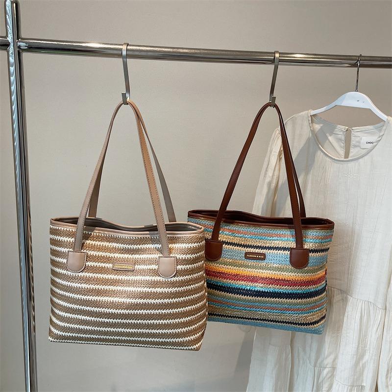 Woven Bag Women's New Large-capacity Seaside Straw Bag Versatile Shoulder Tote Bag Large-capacity Underarm Bag