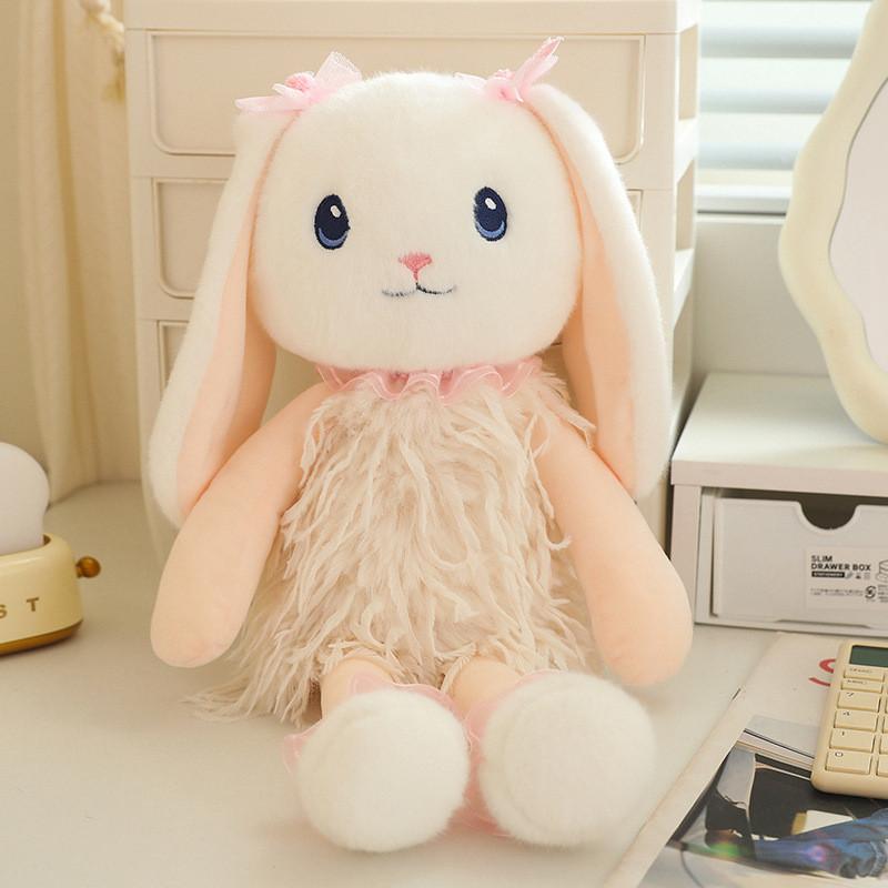 Adorable Snow Bunny Plush Toy Soft Cuddly Rabbit Doll Perfect Girls Gift Huggable Pillow
