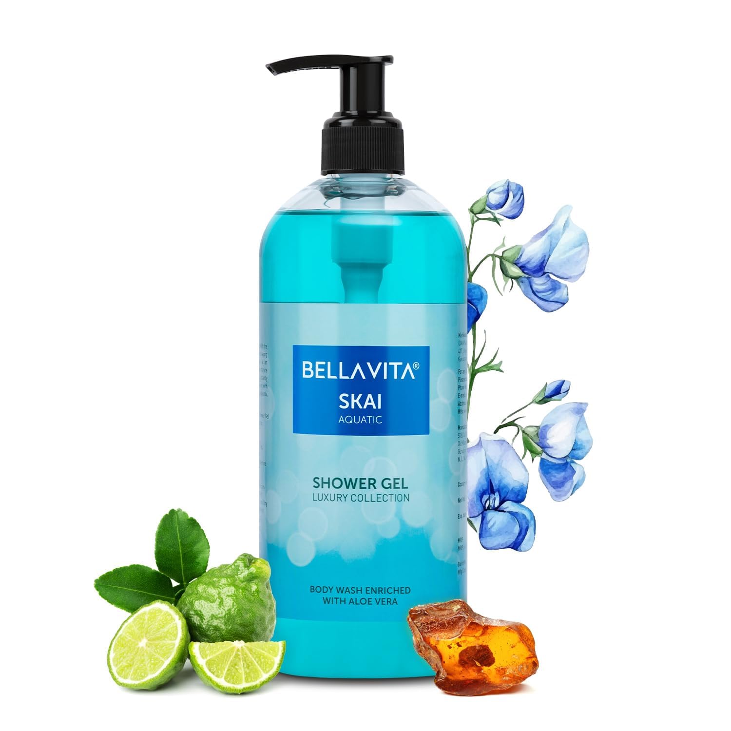 

Bella Vita Luxury Skai Aquatic Body Wash Shower Gel 500ml Unisex Hydrating Moisturising Cleanser