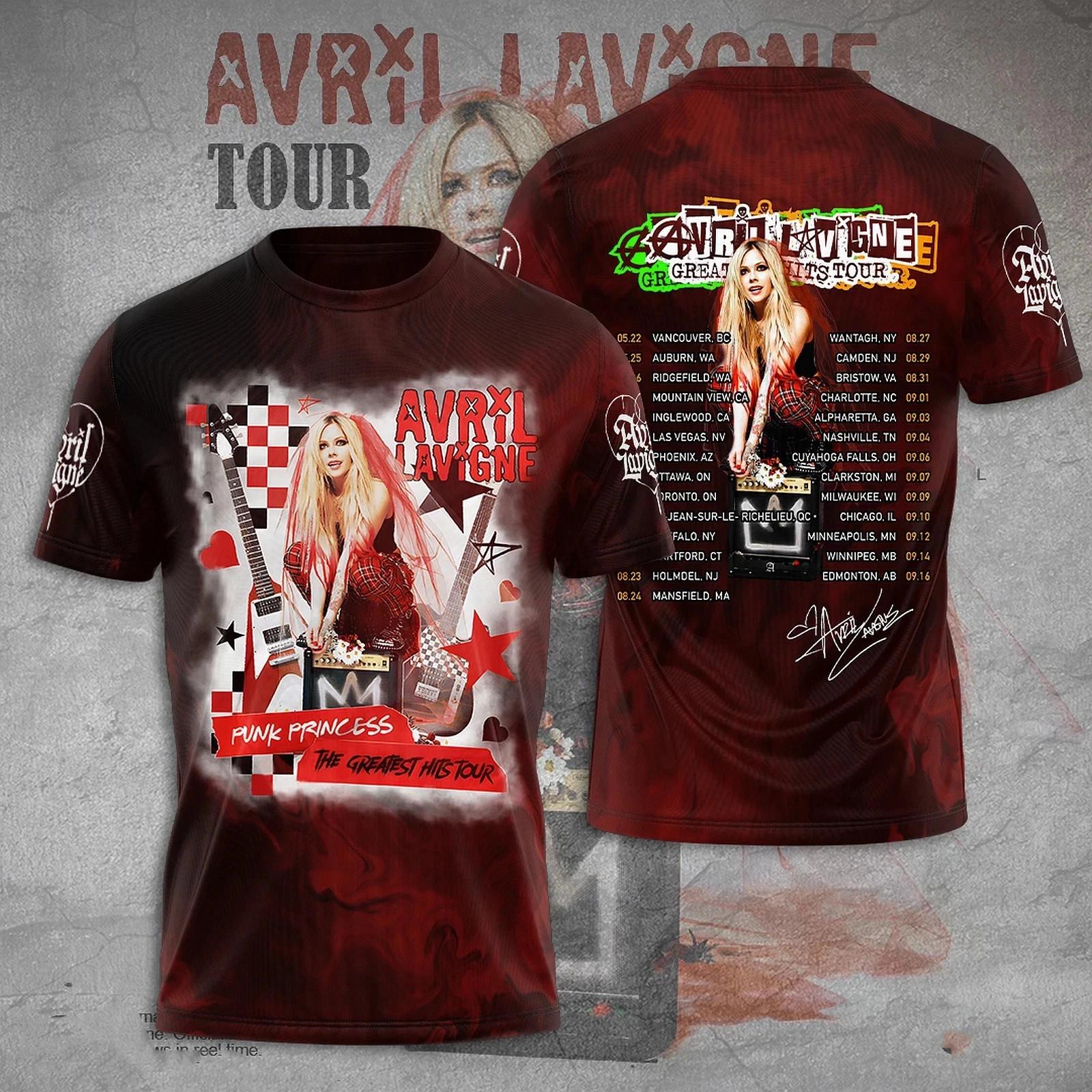 Hot Avril Lavigne Tour The Greatest Hits Tour T-Shirt 3D Gift for Fan S