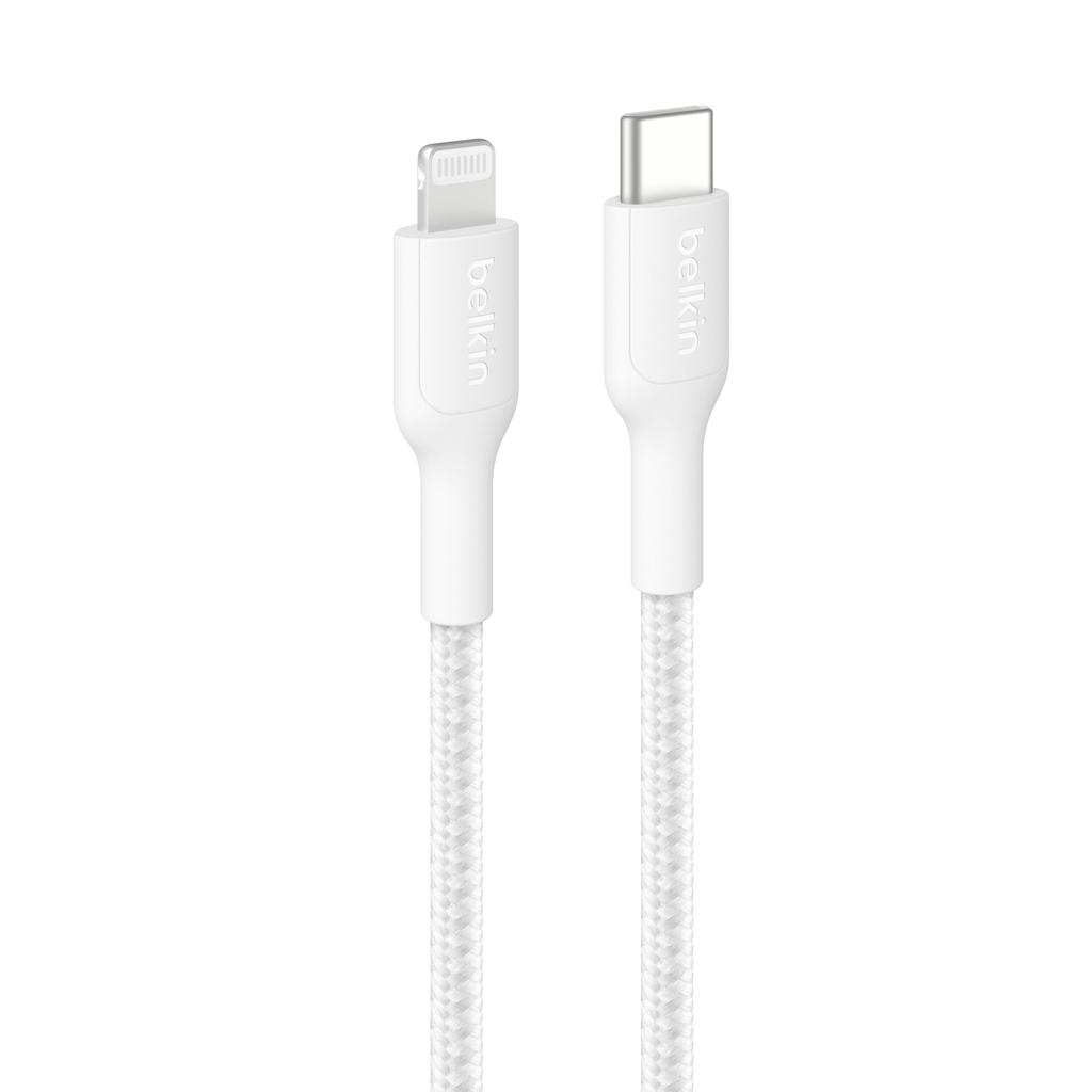 Belkin to Lightning Braided PCR CAA022fq2MWH USB-C Cable, 2m, White,