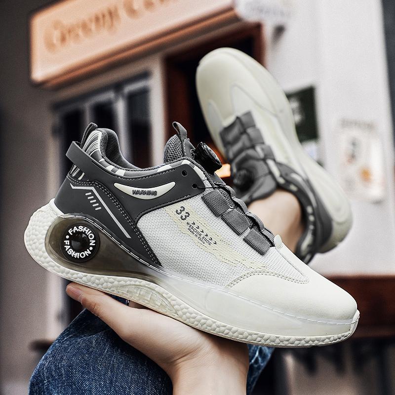 Fashion Mens Sneakers with Rotating Buckle Comfy Non Slip Lace Up Shoes for Mens Outdoor Activities Four Season Running Student Sneakers