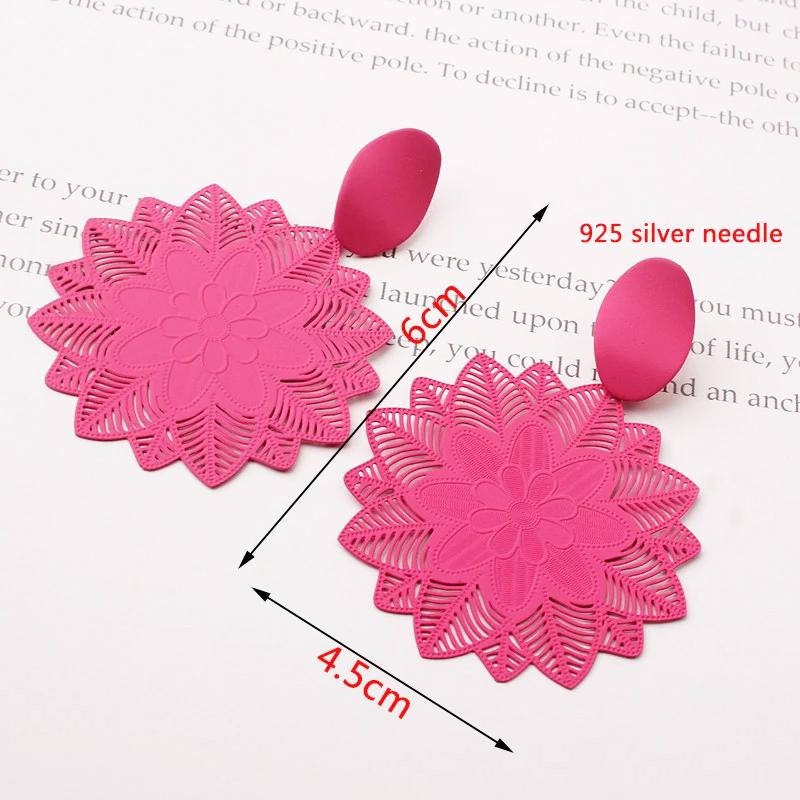 2024 New Rose Red Flower Hanging Earrings for Women Love Heart Blooming Florals Cute Lovely Female Ear Zircon Brincos New