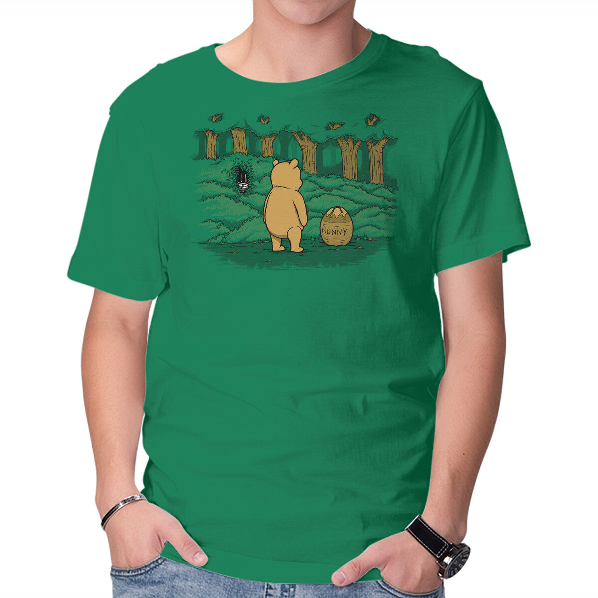 Unisex Crew Neck T-Shirt Bear Trap Graphic Short Sleeve Casual Tee S