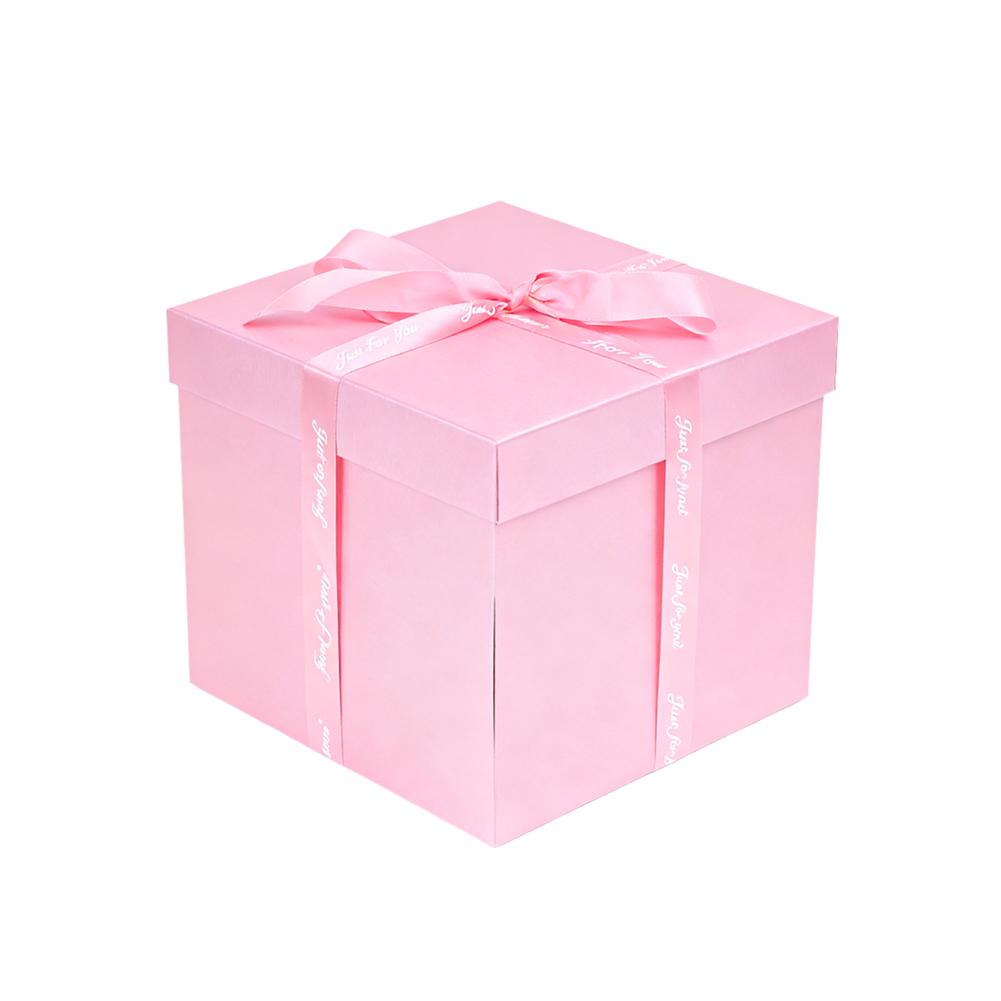 

Багатошарова подарункова коробка-сюрприз зі стрічкою Вибухова коробка для подарунка на День народження/Різдво для цукерок, прикрас, презентації DIY-подарунка 35x25x11cm рожевий