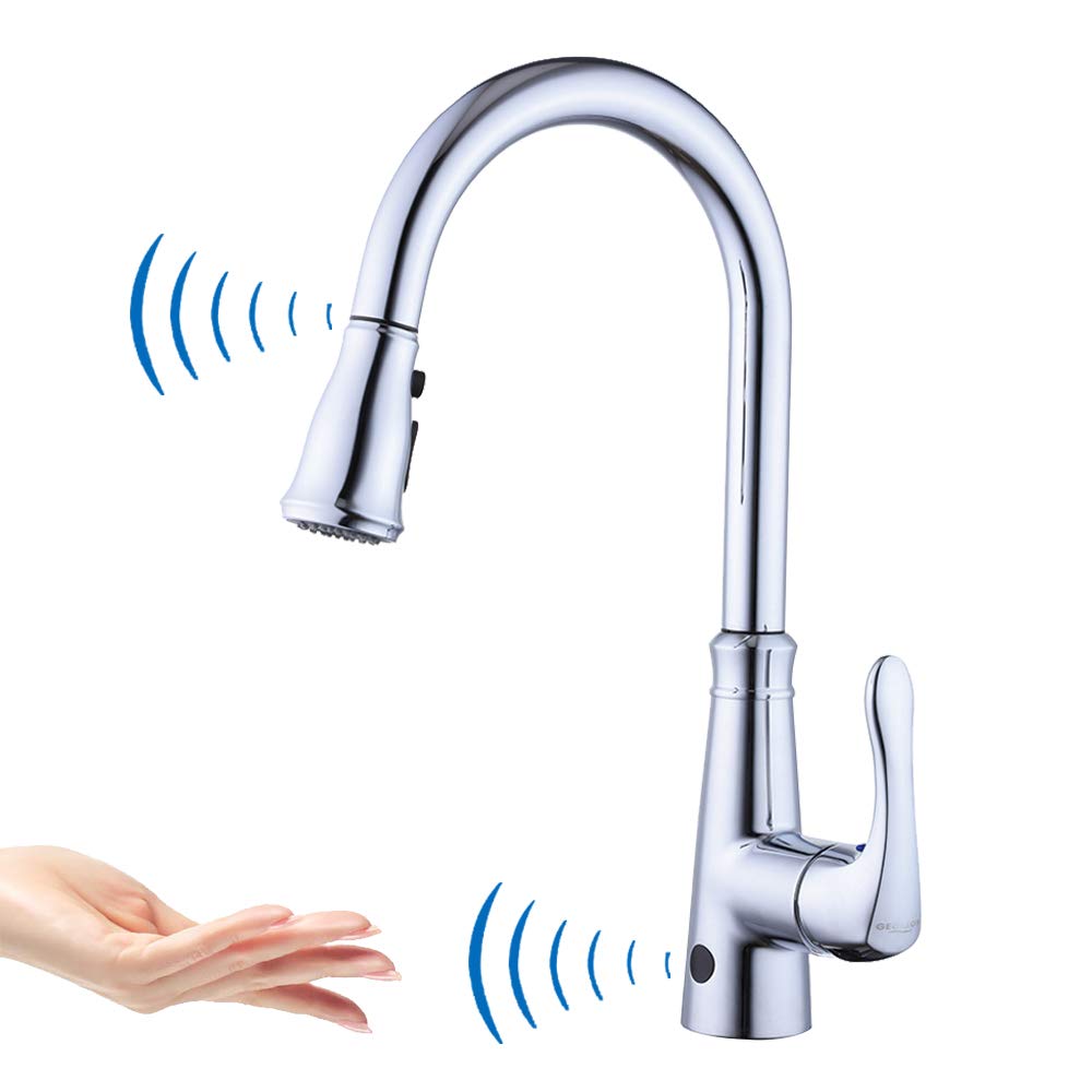 

Touchless Kitchen Faucet with Automatic Single Water Aerated Water Flow Sensor, Lever, One-Hole Design, Extendable, 2-Way Discharge, Pull-Out Hose,