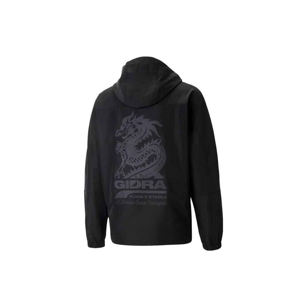 Puma X Staple Collaboration Ss23 Logo Print Half-Zip Hooded Woven Jacket Unisex Jacket Black 620653-01