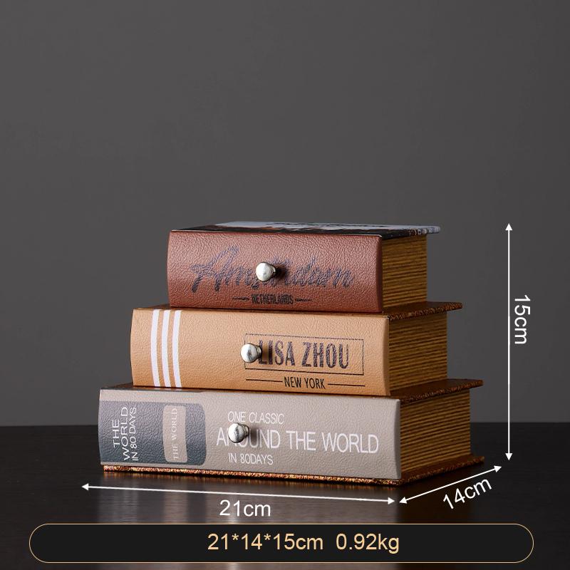 Vintage Wooden Book Shaped Storage Box Decorative Items Home Bedroom Jewelry Box Ornaments Office Study Desk Storage Accessories