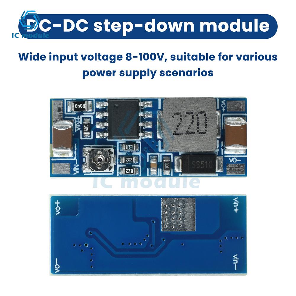 Adjustable DC-DC Step-down Module 8-100V to 5-20V Power Module High Current 2A Small Volume for Electronics