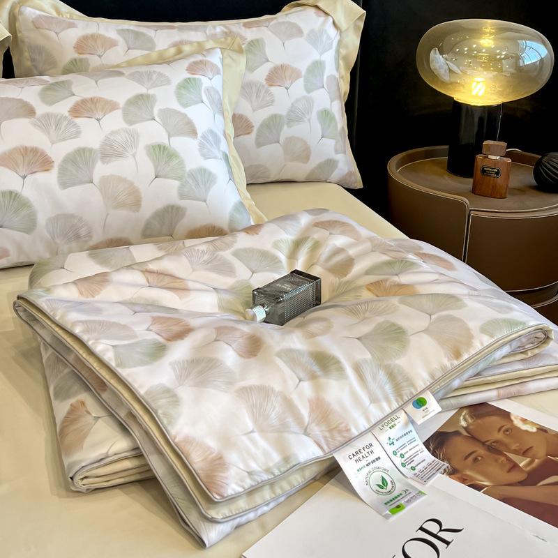 

Премиальный летний комплект из 4 предметов класса А Tencel Lyocell - Прохладное одеяло для кондиционирования воздуха из ледяного шелка с цифровой печатью (100-Счет) 200x230cm Flat Sheet Four-Piece Set