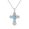 S925 Pure Silver All Diamond Cross Necklace for Women, Silver Inlaid with Natural Color Treasure, Fashionable and Versatile Gift