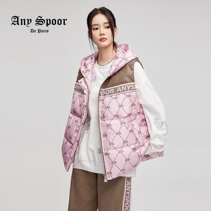 

ANY SPOOR 2024 Winter Women s Hooded Color Block Down Vest M