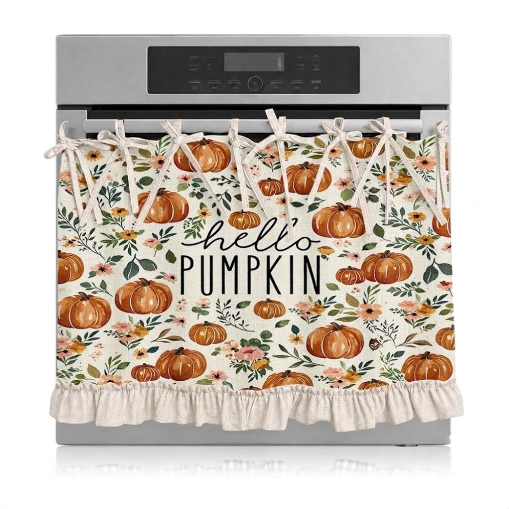 Seasonal Halloween Tie Oven Cover Curtain Pumpkin Ghost Pastoral Style Dishwasher Bow Decor Curtain Snowman Handmade