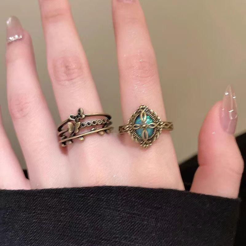 Y2K Demon Heart Zircon Opening Adjustable Rings For Women Vintage Personality Rings Party Jewelry Accessories Gifts