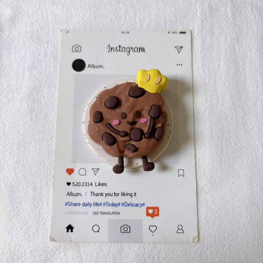 Silicone Cartoon Cookie MagSafe Retractable Phone Holder with Strong Magnetic Suction