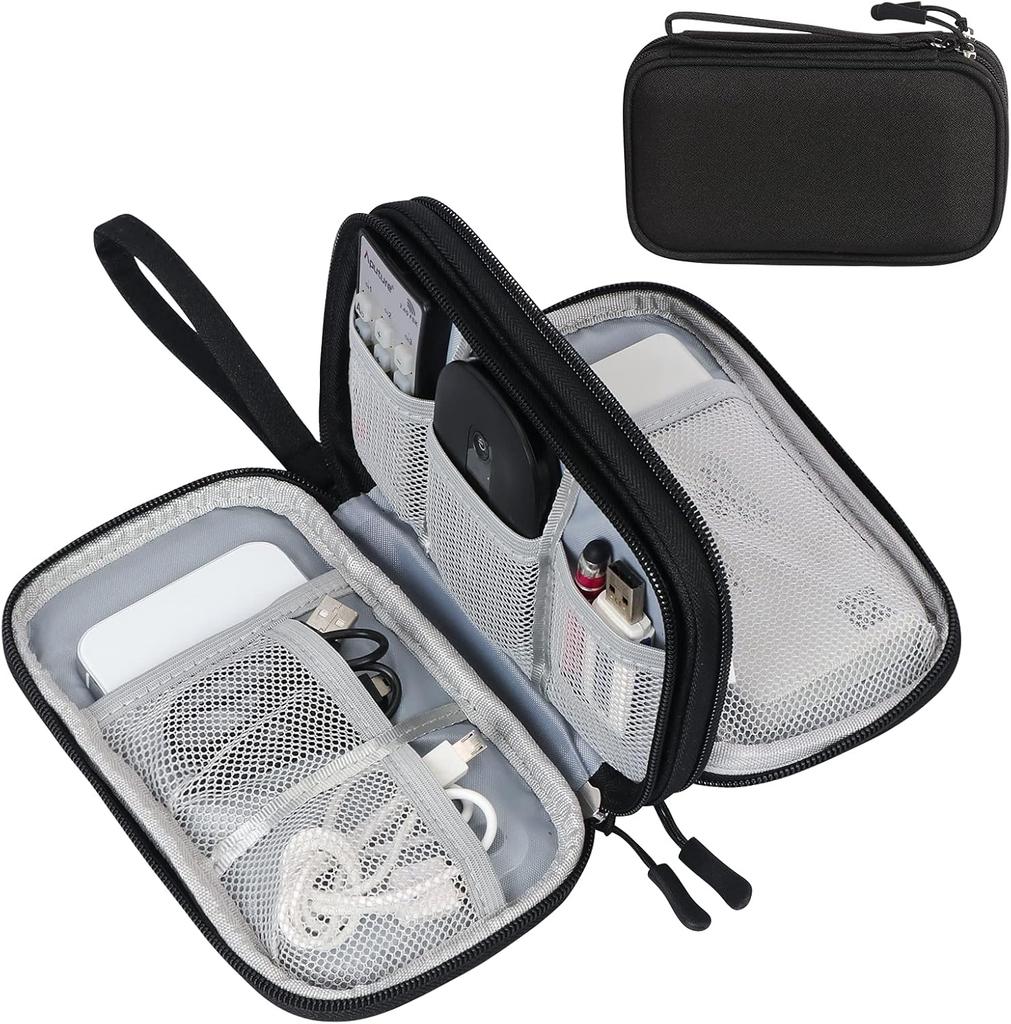 Portable Electronic Organizer Travel Bag Waterproof Double Layer Cable Management Pouch for Chargers Hard Drive Earphone Phone