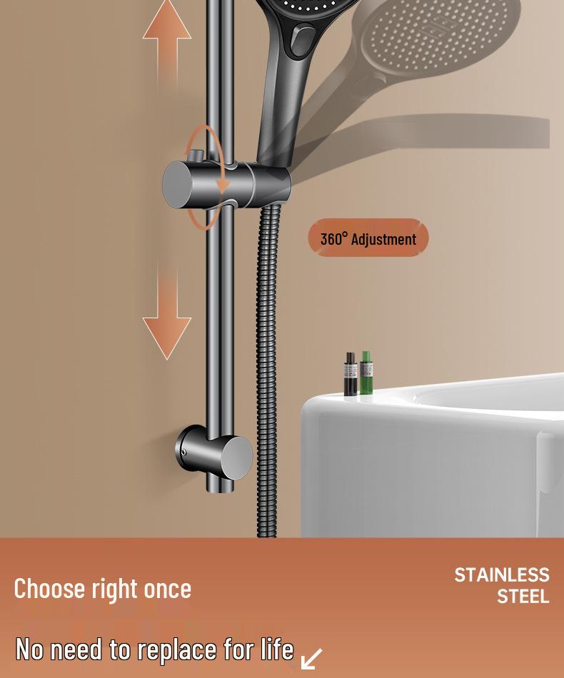 Punch-Free Stainless Steel Shower Head Holder Set