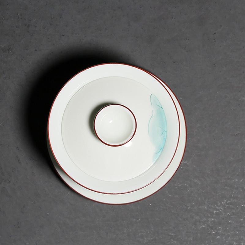 120ml Chinese White Porcelain Gaiwan Handmade Lotus Pattern Ceramic Teacup Travel Portable Tea Tureen Household Tea Bowl Teaware