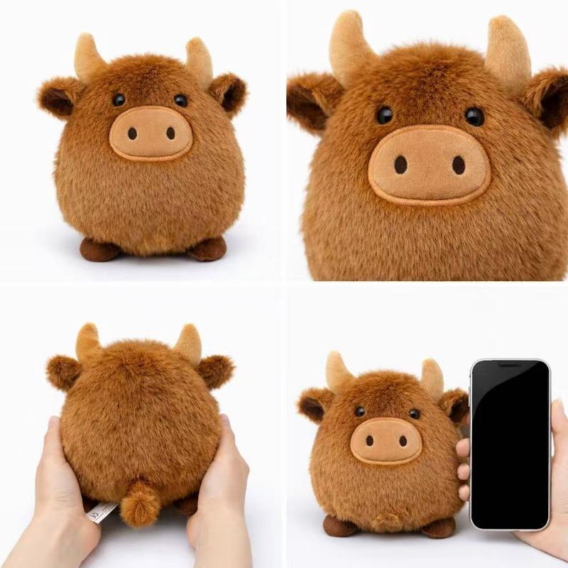 Kawaii Highland Cow Plush Plushies Fur Cute Bull Keychains Stuffed Animal Car Ornaments Super Soft Pillows Pendant Birthday Gift