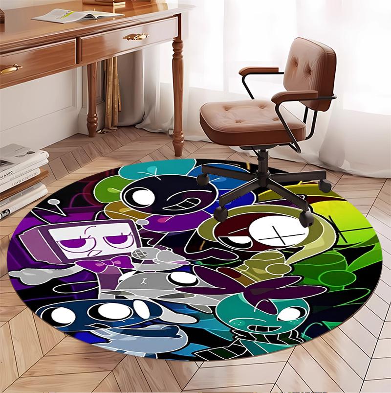 Dandy's World Pattern Round Rug, Indoor/Outdoor Mat, for Picnic, Gameroom, Bedroom, Office, Living Room, Home Decor Carpet, Birthday Gift
