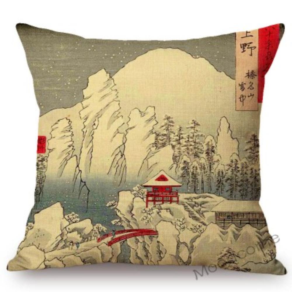 Японский Ando Hiroshige Ukiyoe, азиатское искусство, гейша, винтажное экзотическое украшение, наволочка для дивана, автомобильная подушка, льняной чехол 450mm*450mm