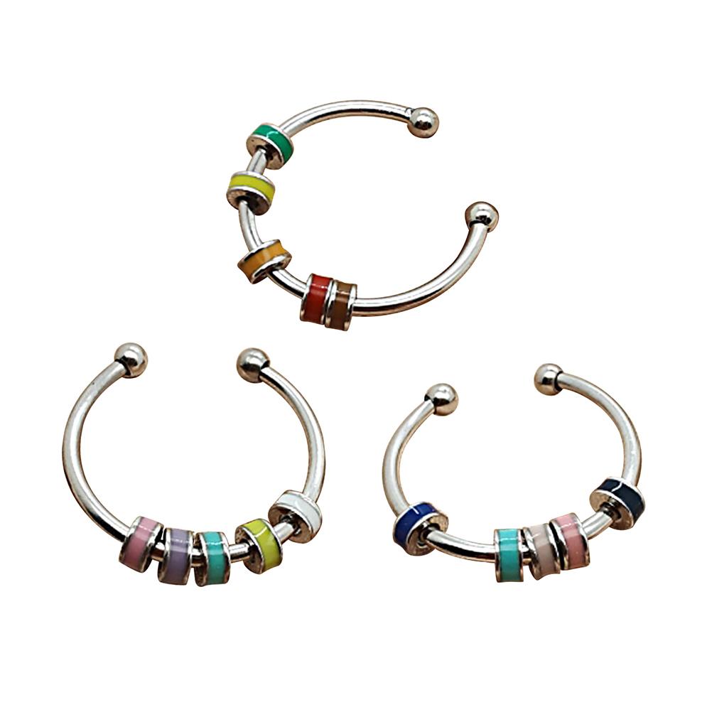 Rotační smaltovaný prsten 316L nerezová ocel Úzkostný prsten na prst s korálky Otevřený prsten Prsten pro úlevu od úzkosti pro ženy dívky