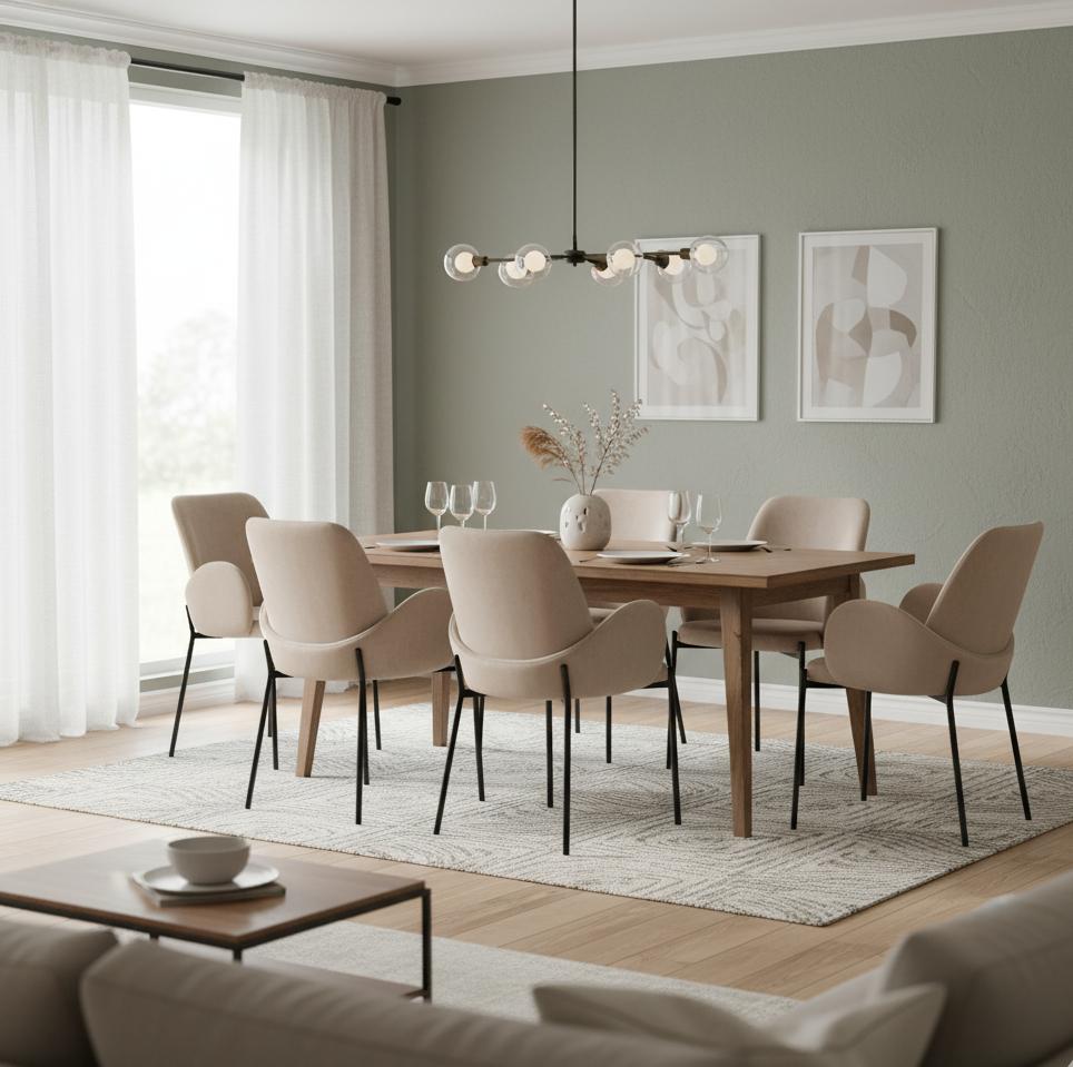 GUSTO Upholstered Chair, Beige Fabric