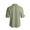 Spring New Men's Solid Color Stand Up Collar Long Sleeved Cotton and Linen Fashionable Casual Top