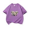 Bawełniany T-shirt dla dzieci Uroczy nadruk z wyłaniającym się koalą Okrągły dekolt Krótki rękaw Koszulka Casual Oddychająca Chłopcy Dziewczynki Letnie Topy