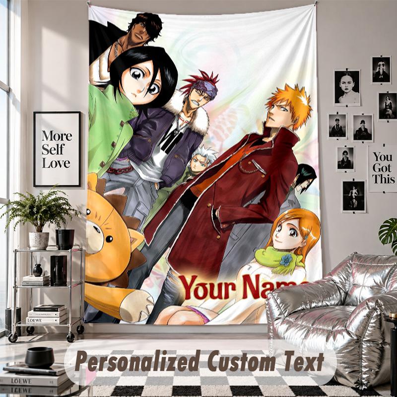 Custom Tapestry Wall Hanging, Bleach Anime Personalized Name Text Home Wall Decor