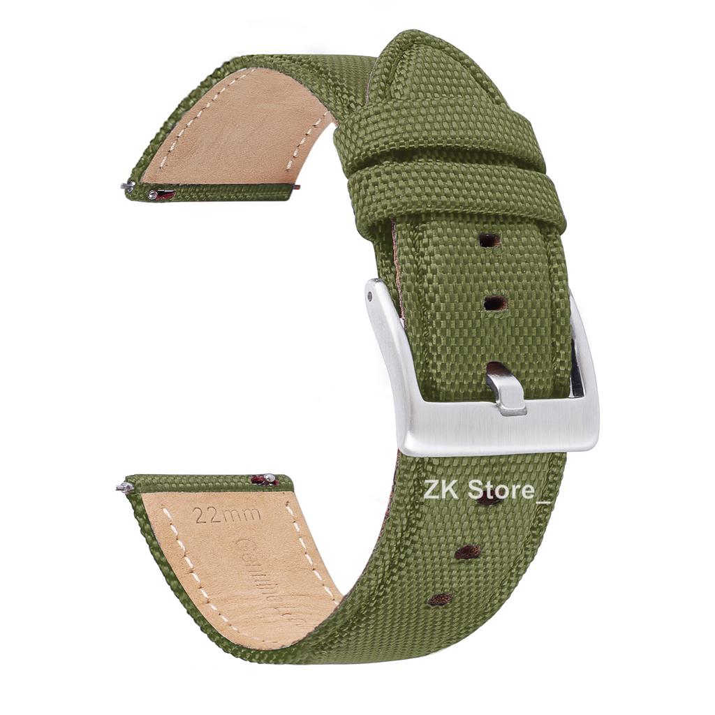 Genuine Leather Nylon Watch Band 20mm 22mm Quick Release Watch Strap for Military Rugged Thickened Ribbed Canvas Watchband Belt