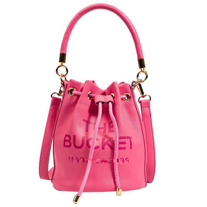ROBINE Leren Emmer Tas, 20x18x9cm Enkele Schouder Crossbody Tas met Meerdere Binnenvakken rozerode kleur