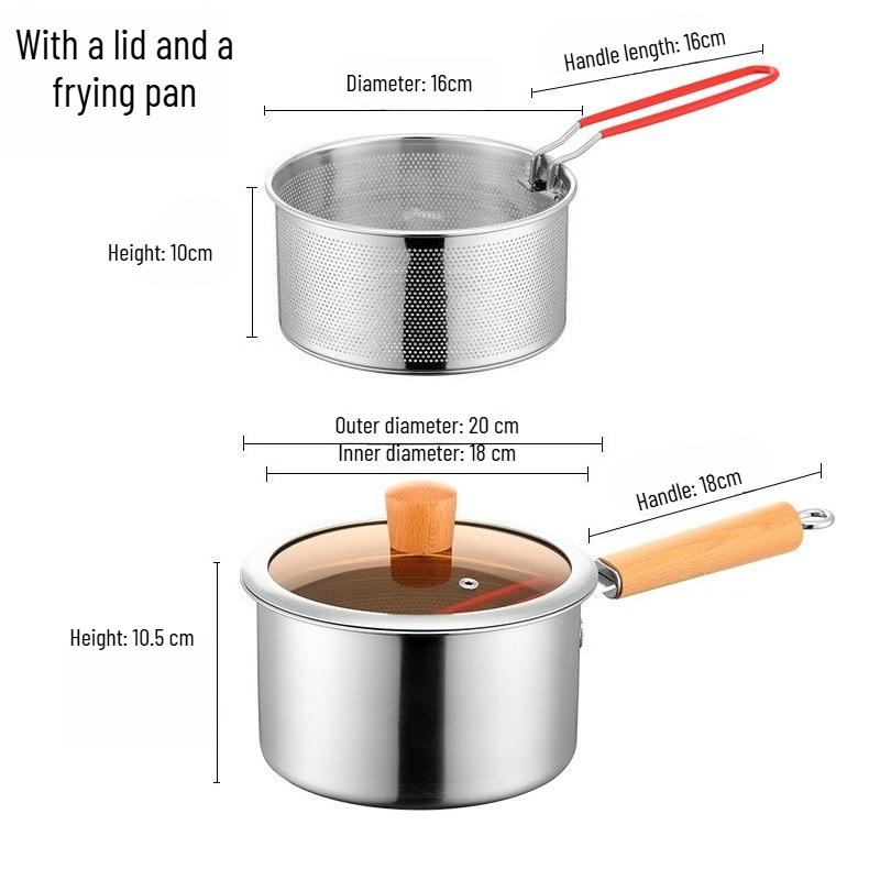 JUSTNLAU Wok Pan 304 Stainless Steel Cookware Stainless Steel Frying Pan Cooking Pot Cast Iron Cookware Kitchen Cooking Pot