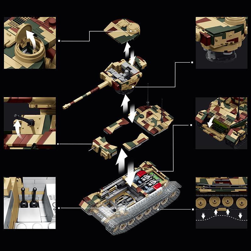 Armored Vehicle Tiger P Blocks Tank Model Educational DIY Bricks Building Toy for Kids Children Boys Christmas Gifts Ornaments
