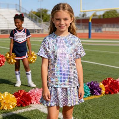Disco Child Sequins Shirt Jazz Performance Dancewear Fashion Dance Top  Kids Boys Girls