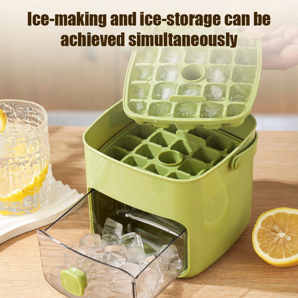 Ice Cubes Tray with Lid and Bin Ice Mold Ice Maker for Drinks Whiskey Beer Cocktail Coffee