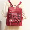 Vintage Rucksack mit Leopardenmuster Damen Schultertasche Studentenrucksack