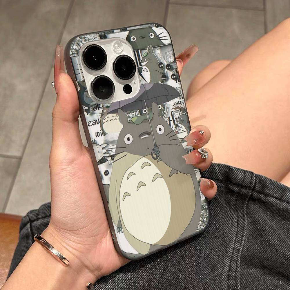 Cartoon Clear Case For-T-T-TotoroS For IPhone 17 16 15 11 12 13 14 Pro Max Plus Pro Corrugated Translucent Back Phone Cover
