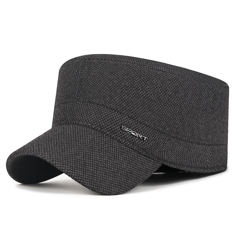 Men's Winter Wool Plaid Hat: Warm, Windproof, Velvet-Lined, Thickened Ear Protection Cap for Middle-Aged and Elderly.