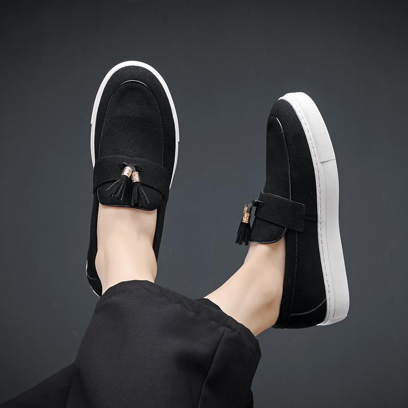 Fashion Men Casual Tassel Shoes In Black Brown Frosted Leather Lightweight and Comfortable High-quality Loafers In Sizes 38-48 Men Shoes