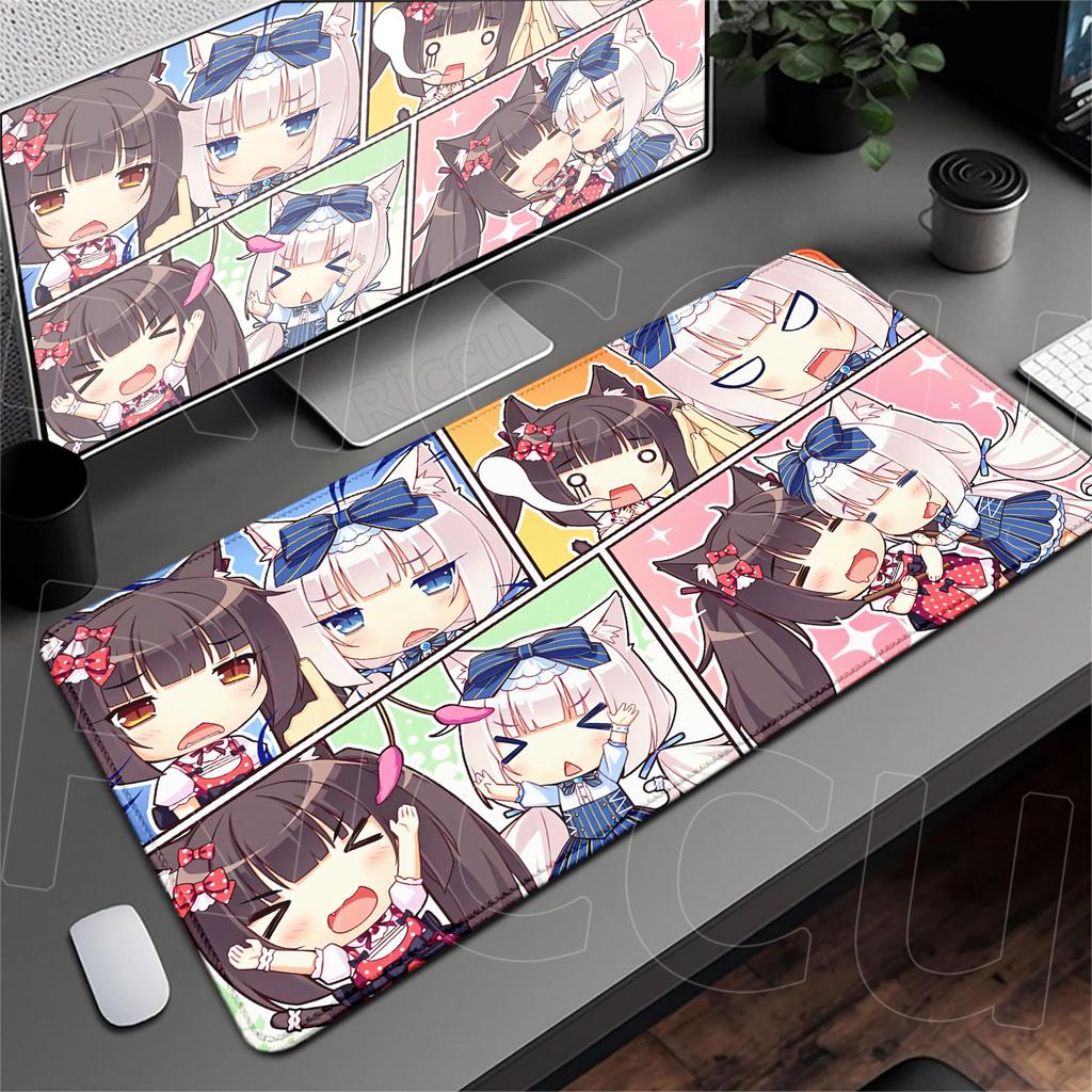 Anime Nekopara Cute Girl Carpet Large Computer Desktop Protect Cushion XXL Gaming Lock Edge Thicken Mouse Pad Speed Keyboard Mat