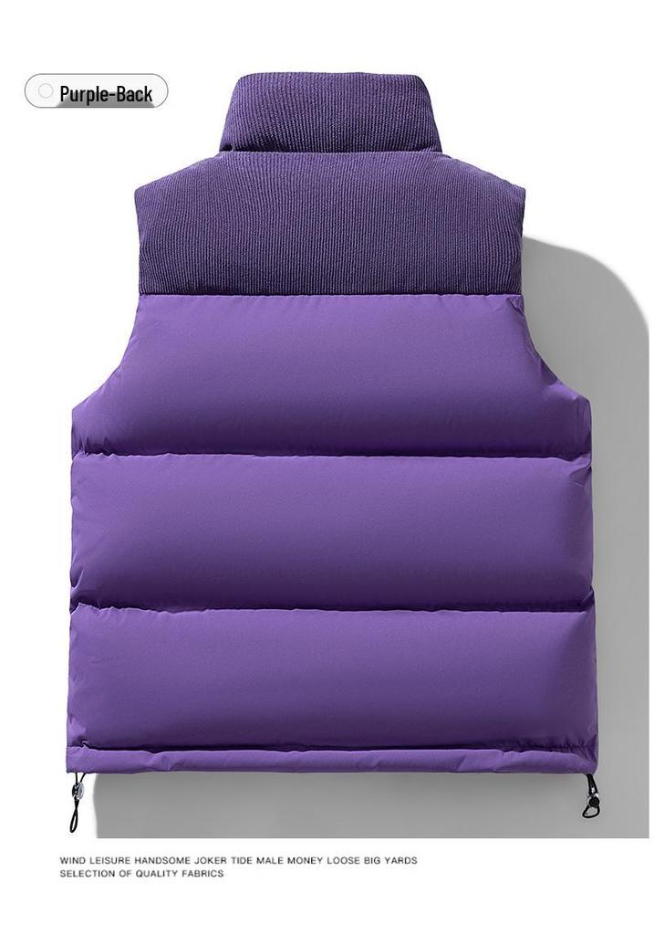 2026 Men's Warm Corduroy Vest: Fleece-Lined, Thickened, Color Block Design for Autumn and Winter, Outdoor Windproof