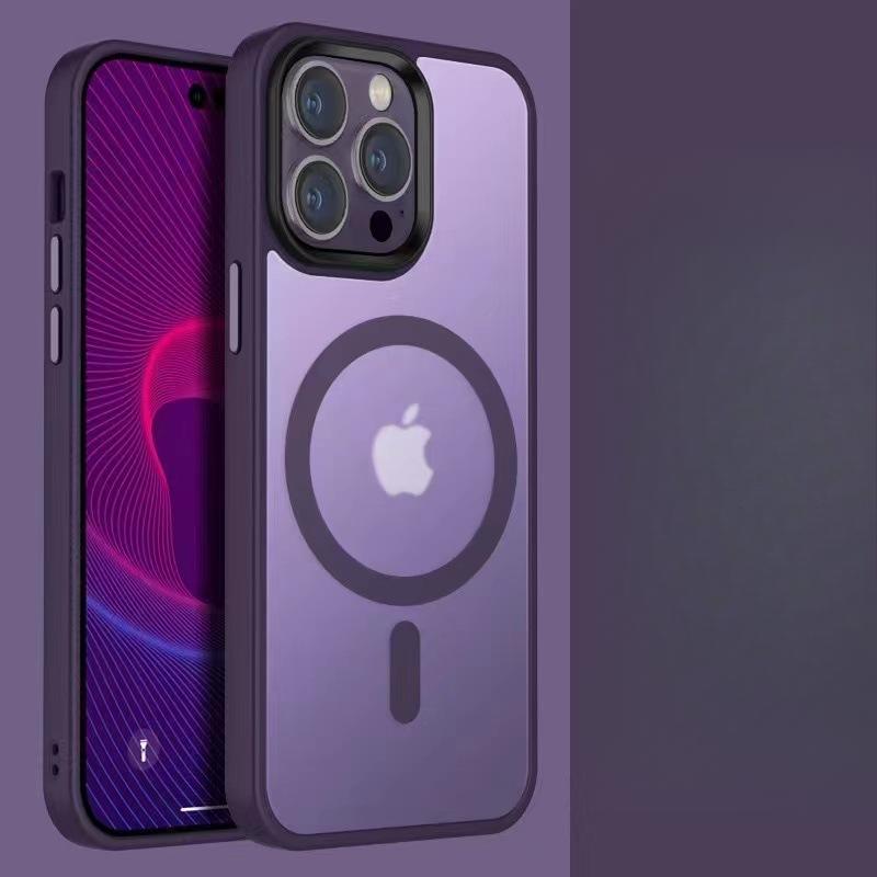 

Applicable To IPhone16Pro Magnetic Suction Phone Case Apple 15 Matte Oil Blasting 13 Large Hole Anti-fall X Protection Case Apple 15Plus