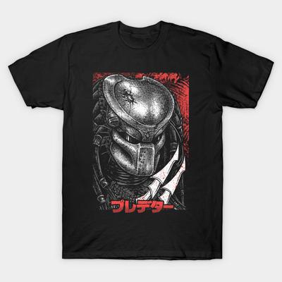 Asian Size Men Print T-shirt Masked Hunter No-Cut Heat Transfer Print Cotton Tshirt