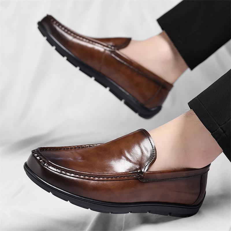 Fashion Men's Casual Business Shoes Leather Slip on Luxury Brand Loafers Men Handmade Man Moccasins Italian 2025 new Male Walking Shoes