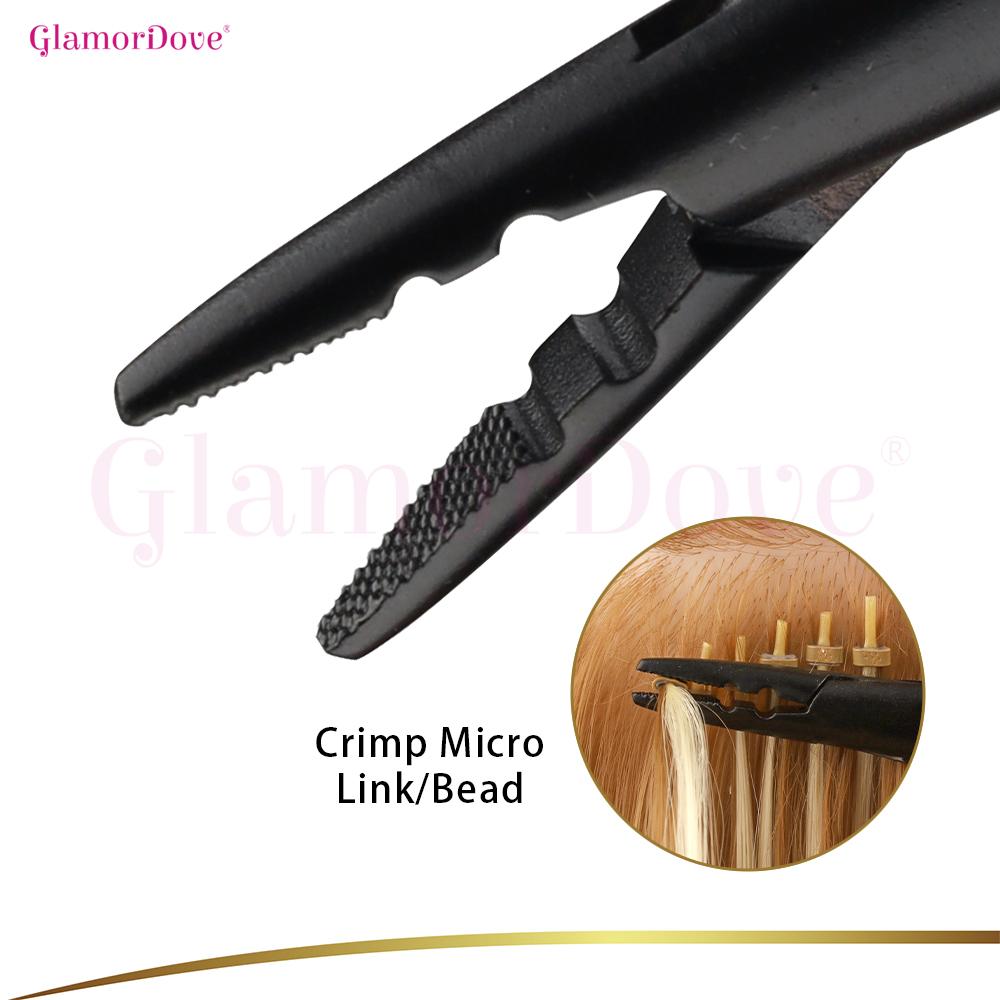 GlamorDove Hair Extension Kit – Pliers, Loop Tool, Clips & 200PCS Beads for Micro Ring & I Tip